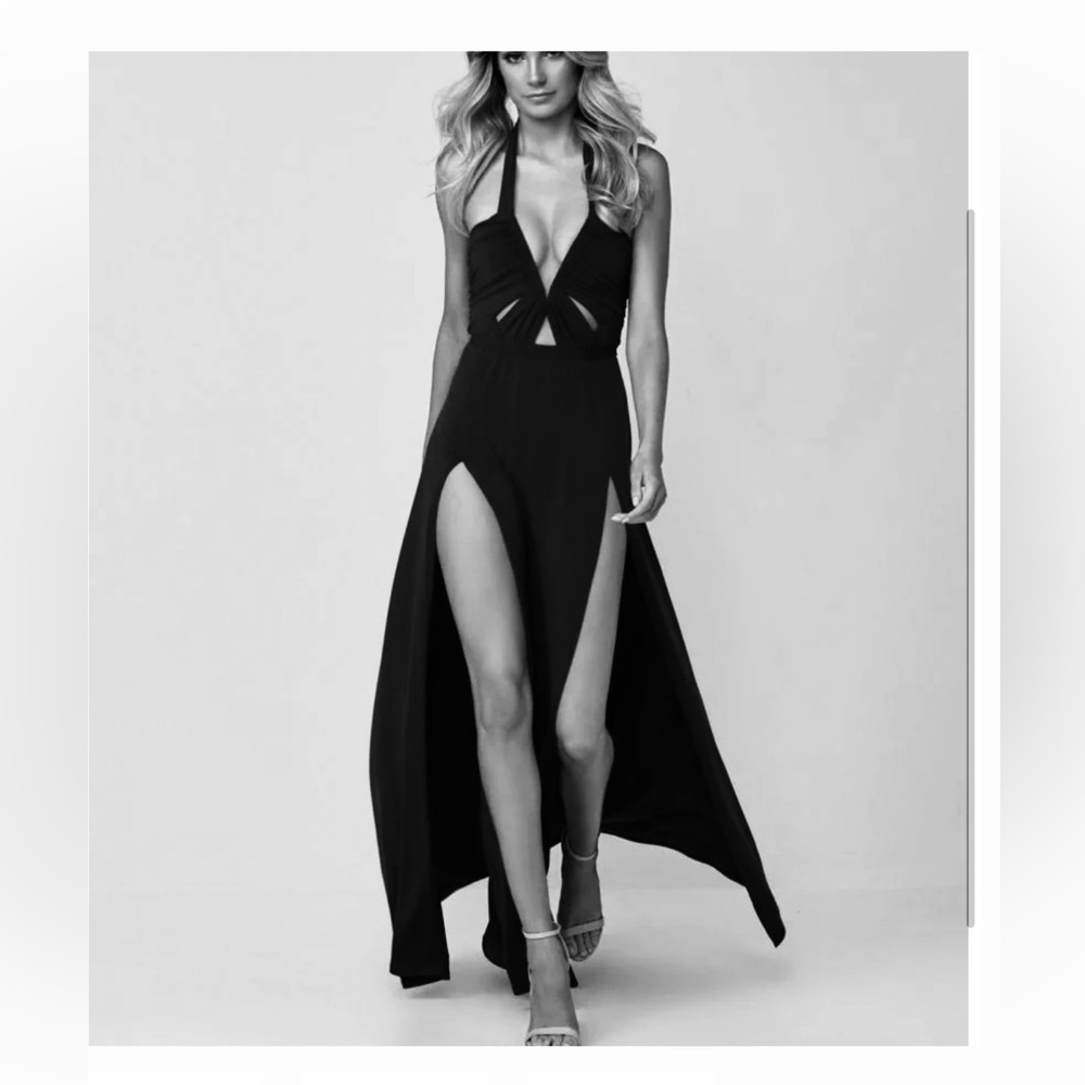 Nookie Ravish Gown, Black, Cutouts, Halter, Size S